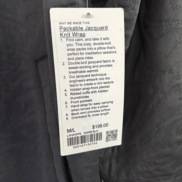 Lululemon Athletica packable jacquard knit wrap Hooded Coat - Picture 2 of 9